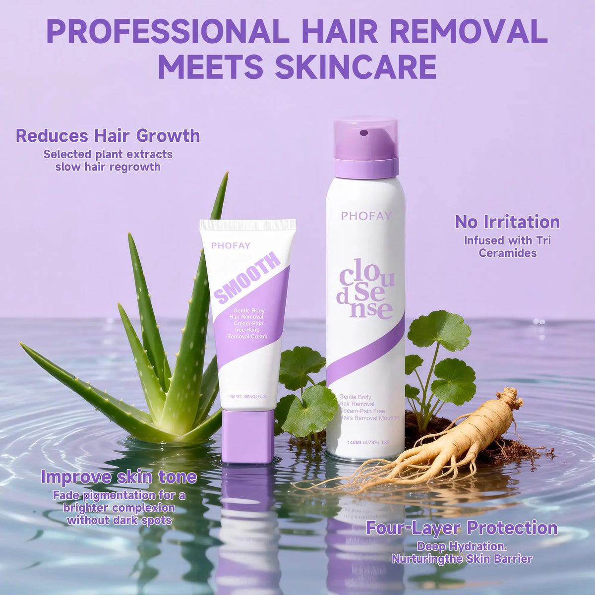 Pain-Free Hair Removal Cream for Sensitive Skin, Hypoallergenic Formula-Gentle & Fast-Acting Depilatory with Citrus Scent, Aloe & Hyaluronic Acid