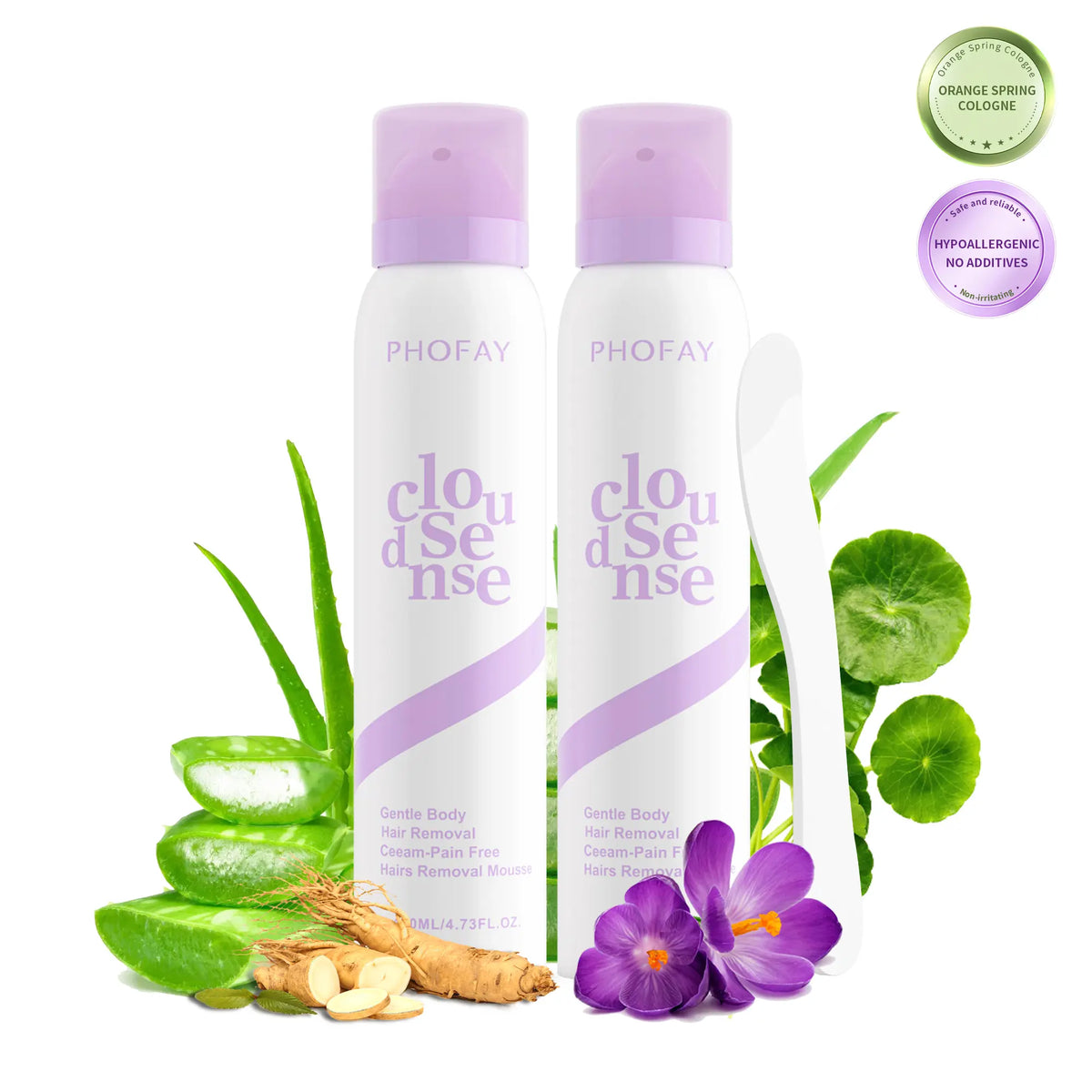 Pain-Free Hair Removal Cream for Sensitive Skin, Hypoallergenic Formula-Gentle & Fast-Acting Depilatory with Citrus Scent, Aloe & Hyaluronic Acid